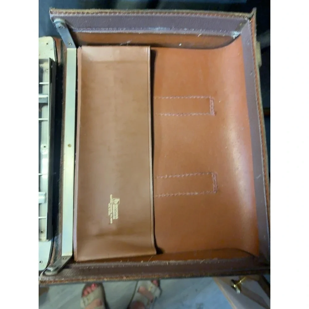 Antique Black Leather Salesman Sample Case Traveling Display Briefcase